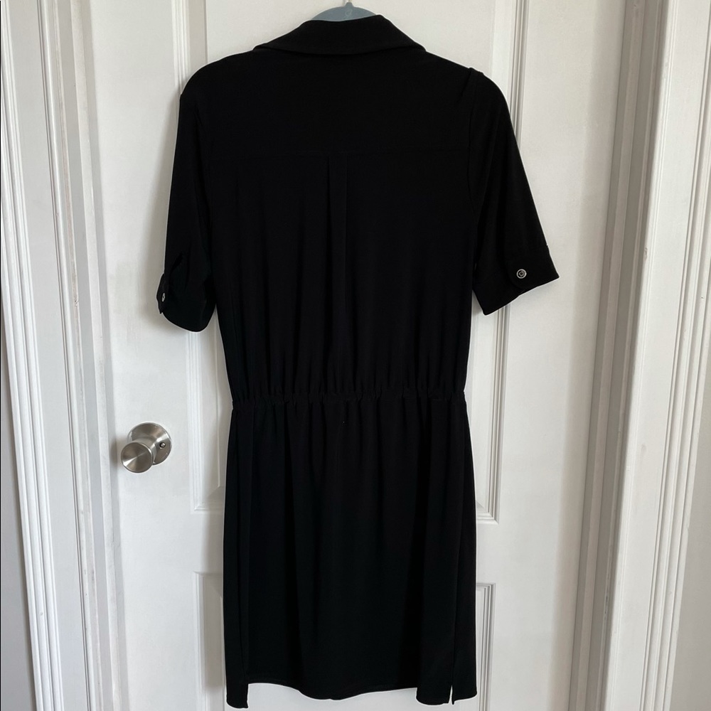 Whbm Structured Black Pocket Button Down Dress 4 - image 3